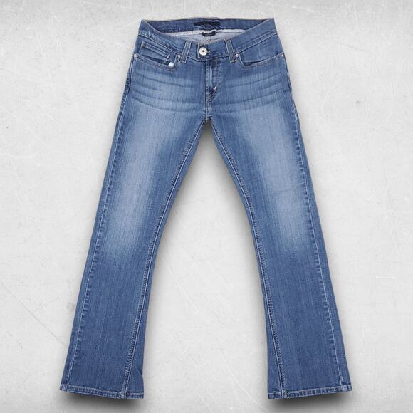 VTG Levis 542 Tilted Flare Jeans Women 8 Blue Flap Pockets Boot Y2K Boho Retro - Picture 1 of 12